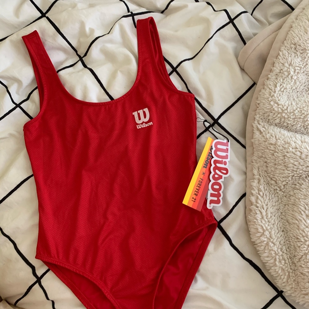forever 21 x wilson red jersey bodysuit!